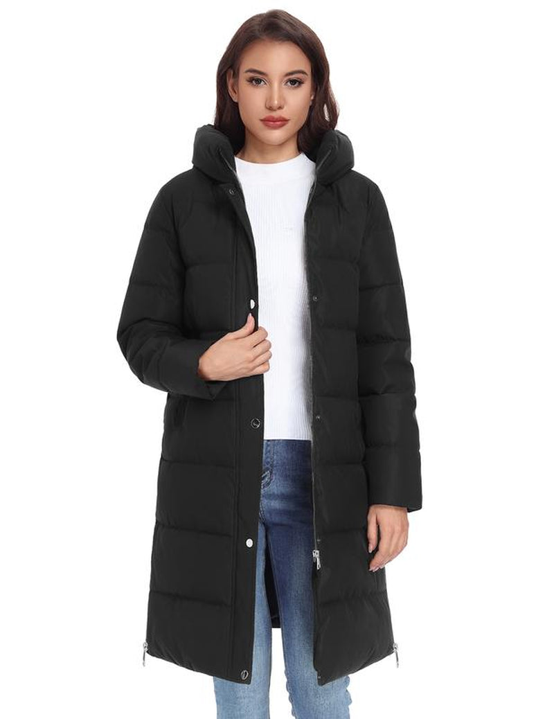 HEEKPEK Women’S Heated Long down Jacket with Hood, 8 Heating Zones Water-Repellent Winter Inter Heated Outerwear Coat Coat for Women