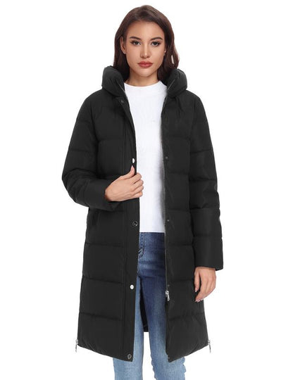 HEEKPEK Women’S Heated Long down Jacket with Hood, 8 Heating Zones Water-Repellent Winter Inter Heated Outerwear Coat Coat for Women