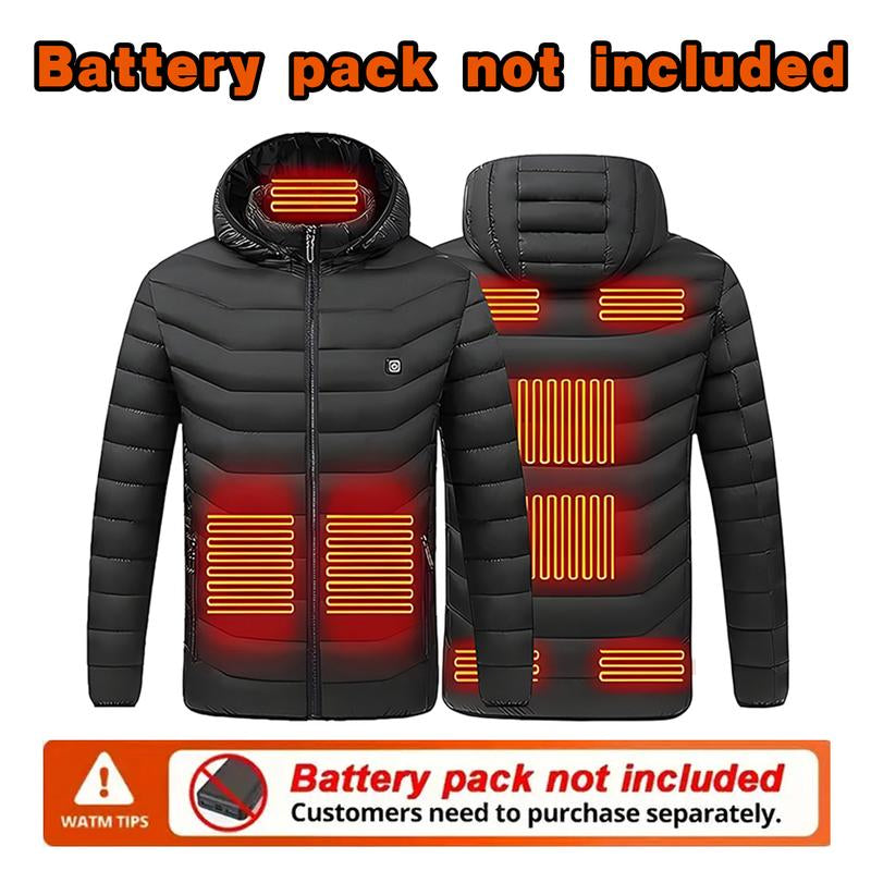 Winter Heated Jacket with 9 Heating Panels, Long Sleeve Thermal Coat for Men Women with Adjustable Heat Levels, Ideal for Cold Weather Outdoor Activities and Daily Wear [Power Banks Are Not Included and Need to Be Purchased Separately.]