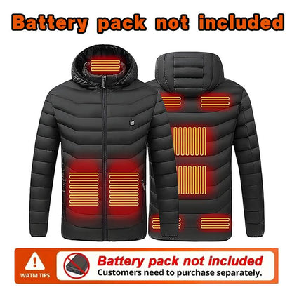 Winter Heated Jacket with 9 Heating Panels, Long Sleeve Thermal Coat for Men Women with Adjustable Heat Levels, Ideal for Cold Weather Outdoor Activities and Daily Wear [Power Banks Are Not Included and Need to Be Purchased Separately.]