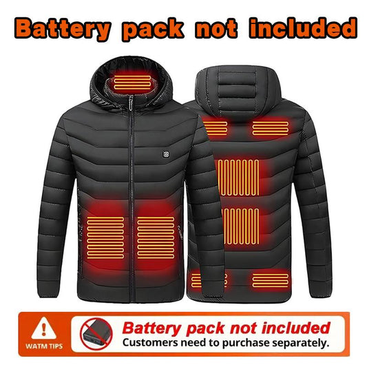 Winter Heated Jacket with 9 Heating Panels, Long Sleeve Thermal Coat for Men Women with Adjustable Heat Levels, Ideal for Cold Weather Outdoor Activities and Daily Wear [Power Banks Are Not Included and Need to Be Purchased Separately.]
