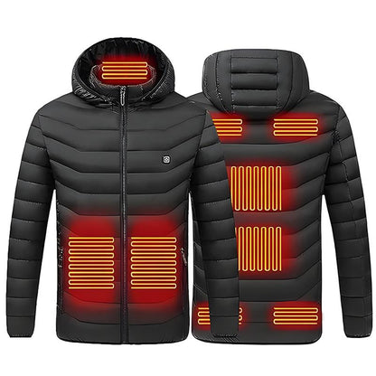 Winter Heated Jacket with 9 Heating Panels, Long Sleeve Thermal Coat for Men Women with Adjustable Heat Levels, Ideal for Cold Weather Outdoor Activities and Daily Wear [Power Banks Are Not Included and Need to Be Purchased Separately.]