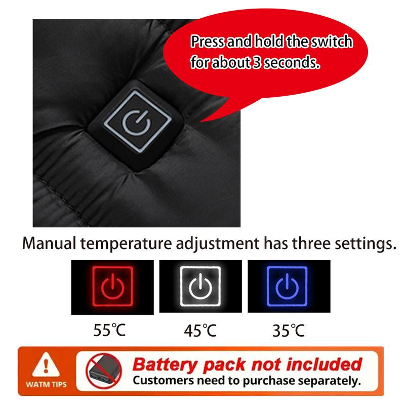 Winter Heated Jacket with 9 Heating Panels, Long Sleeve Thermal Coat for Men Women with Adjustable Heat Levels, Ideal for Cold Weather Outdoor Activities and Daily Wear [Power Banks Are Not Included and Need to Be Purchased Separately.]